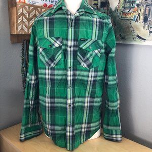 HURLEY Western Plaid Pearl Snap Long Sleeve Shirt